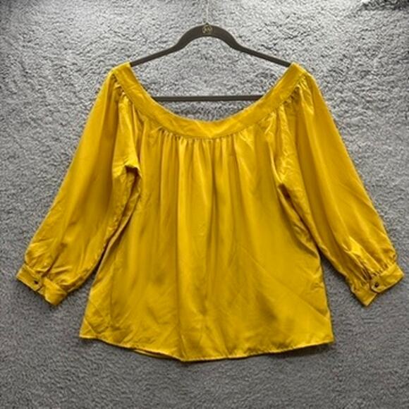 Maeve Small Yellow Blouse Flowy Silky Work Evening Party Feminine EUC - Picture 8 of 10